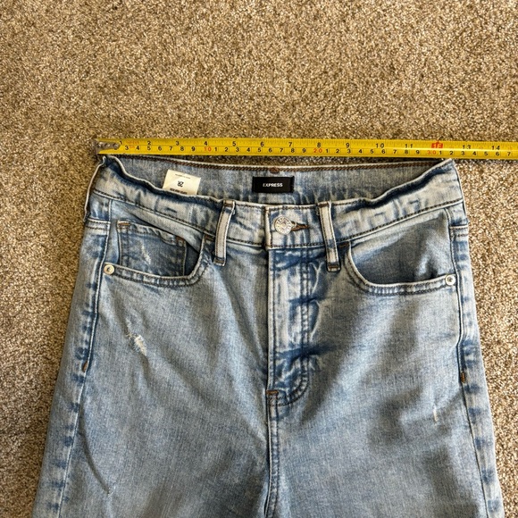 Express women’s high rise distressed denim straight leg jeans size 2 - Picture 6 of 8